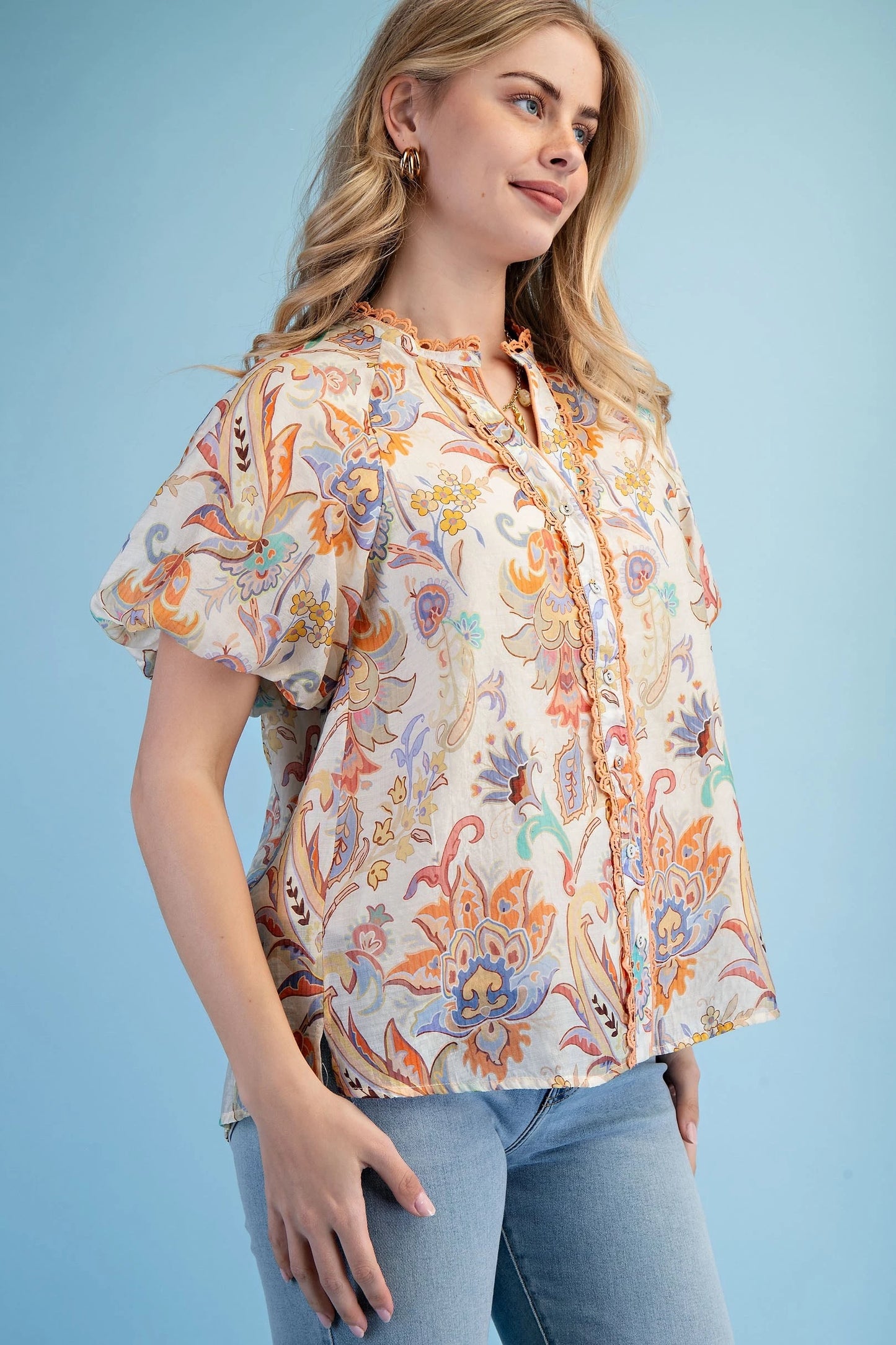Lena Maria Floral Blouse Tangerine Mix
