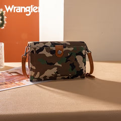 Wrangler Camo Print Canvas Clutch/Crossbody - Green