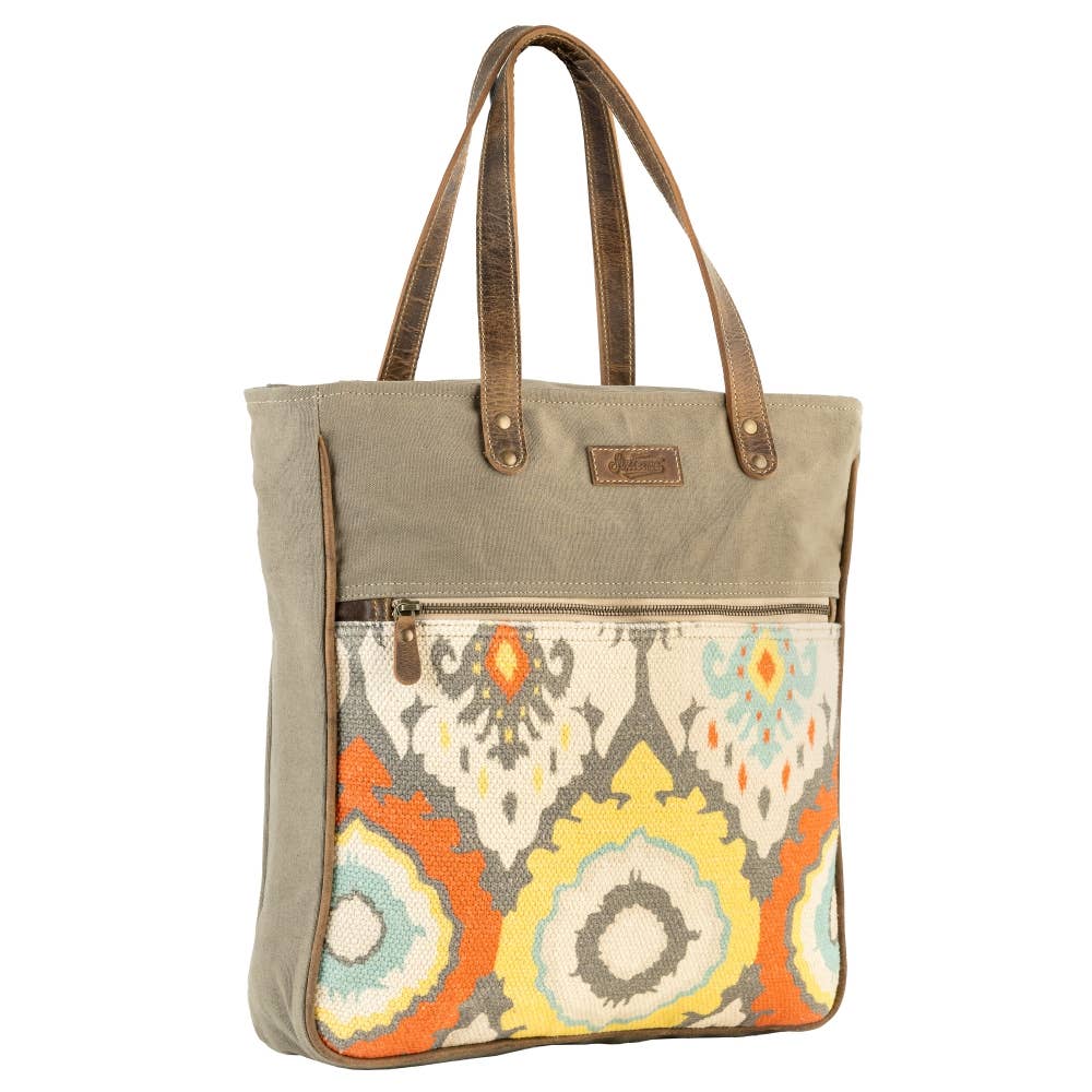Ivory Multi Design UpcycledTote Bag