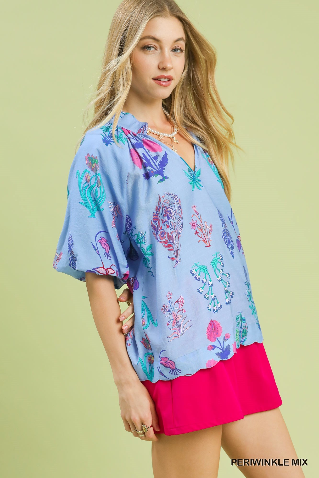 FLORAL PERIWINKLE BLOUSE