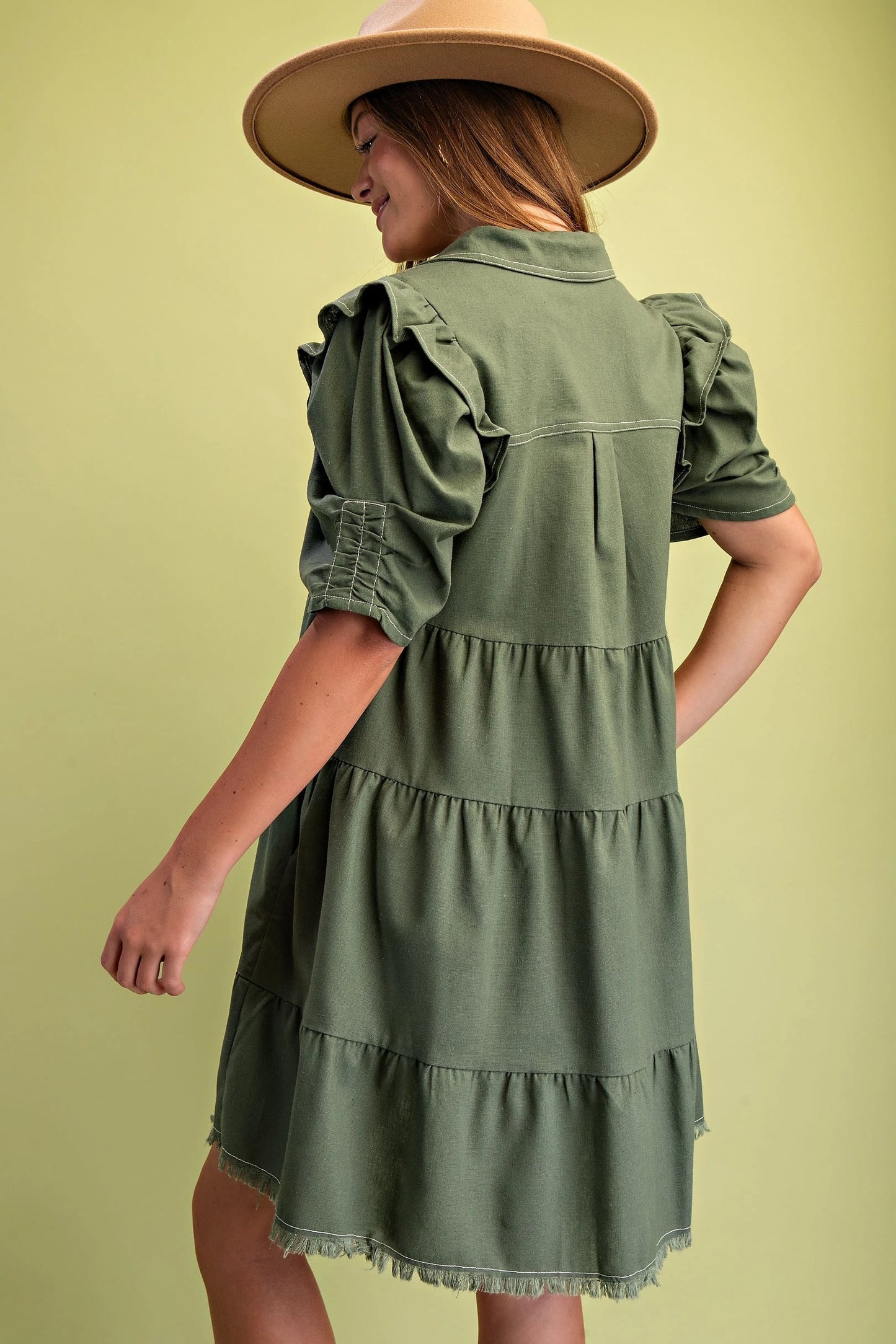 Howdy Linen Dress Olive