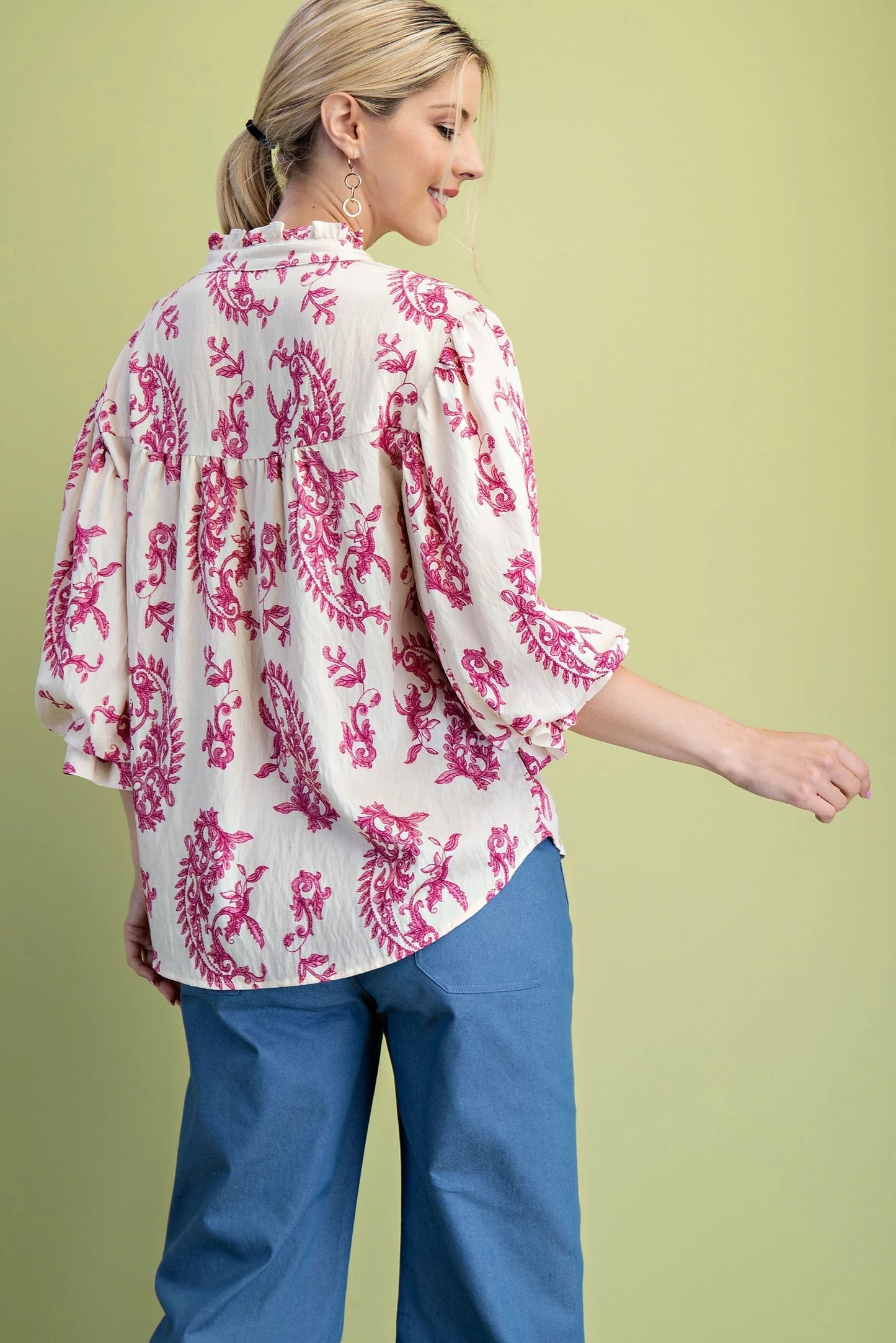 Newport Bloomer Blouse Fuchsia