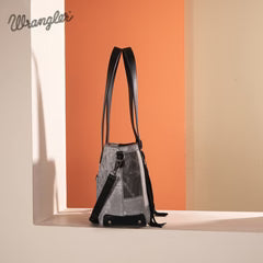 Wrangler Denim Patchwork Tote/Crossbody- Black