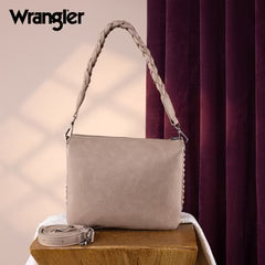 Wrangler Whipstitch Braided Strap Hobo/Crossbody Khaki