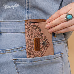Wrangler Floral Tooled Card Holder - Dark Pink