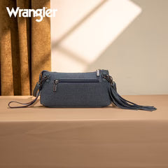 Wrangler Embroidered Aztec Canvas Wristlet/Crossbody- Jean