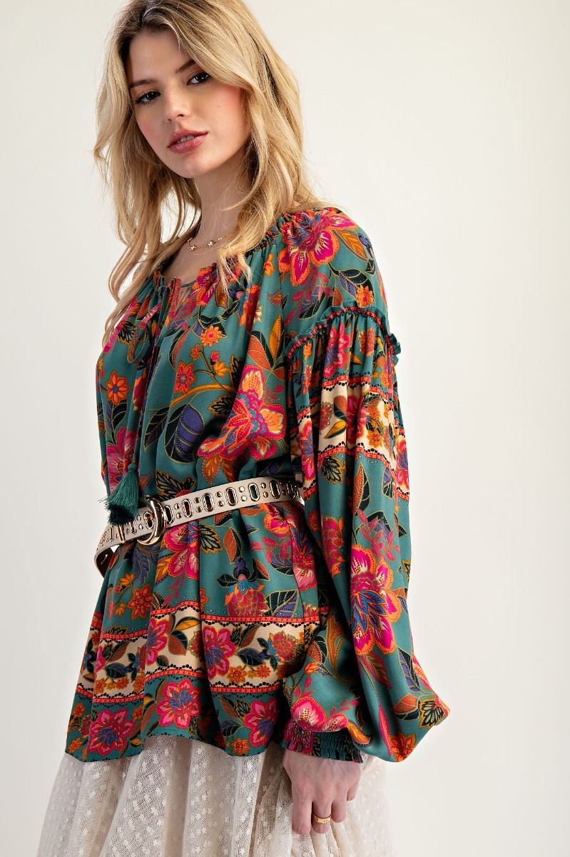 Floral Border Blouse