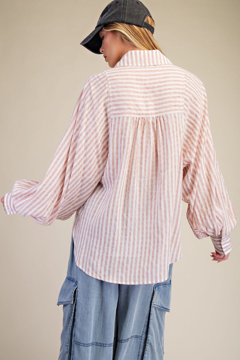 Dusty Rose Striped Blouse