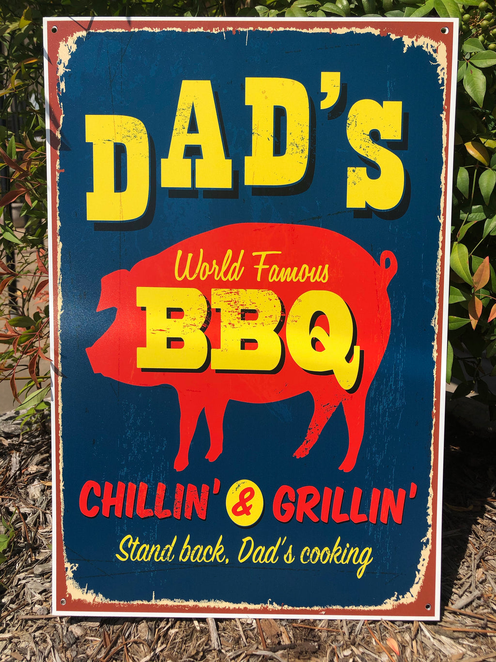 Metal UV Printed Sign- Dad’s World Famous BBQ Navy