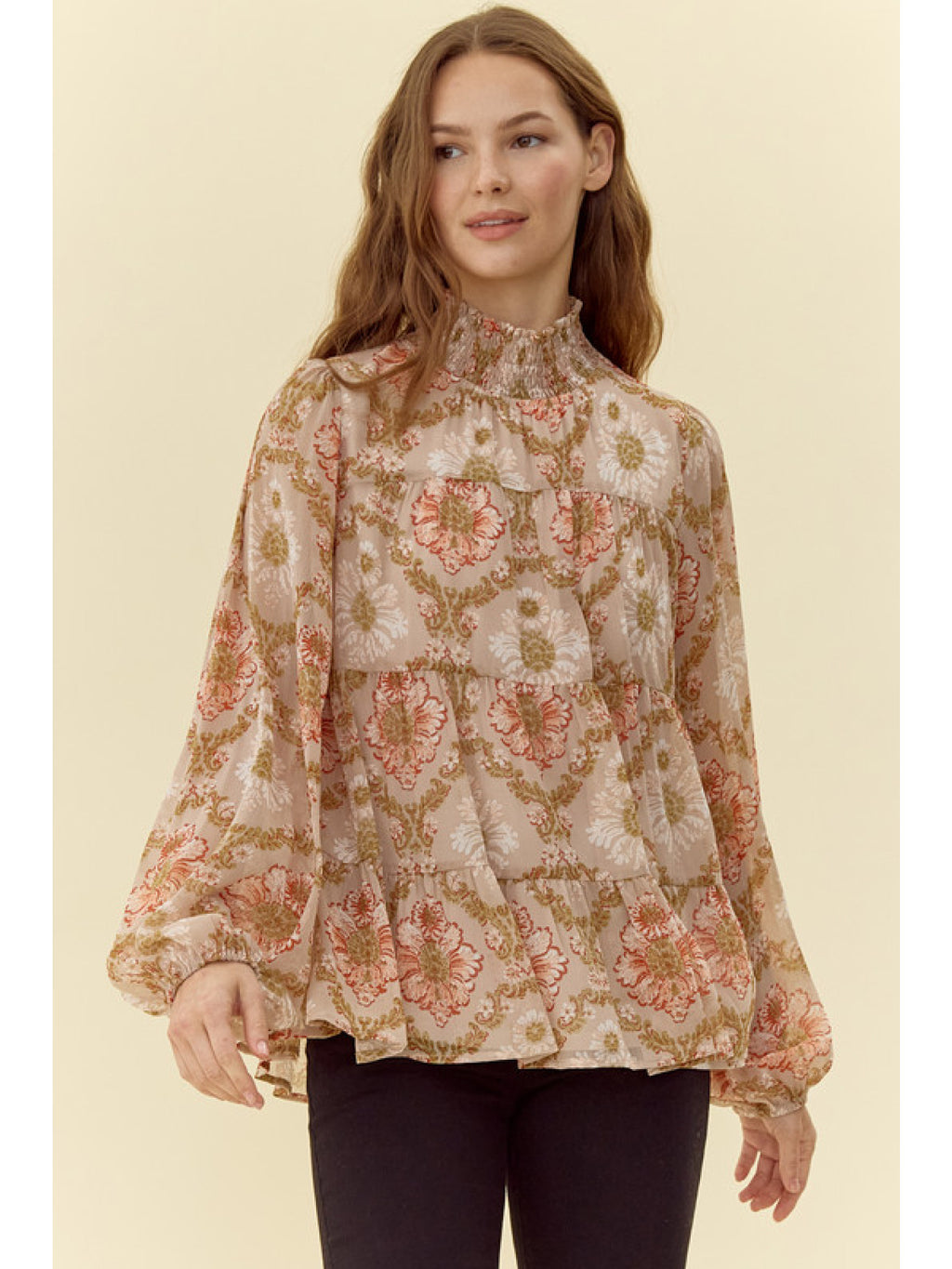 Chiffon Taupe Floral Top