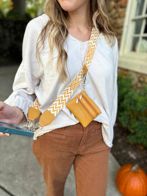 Save The Girls Crossbody Strap with Pouch - Chevron Yellow