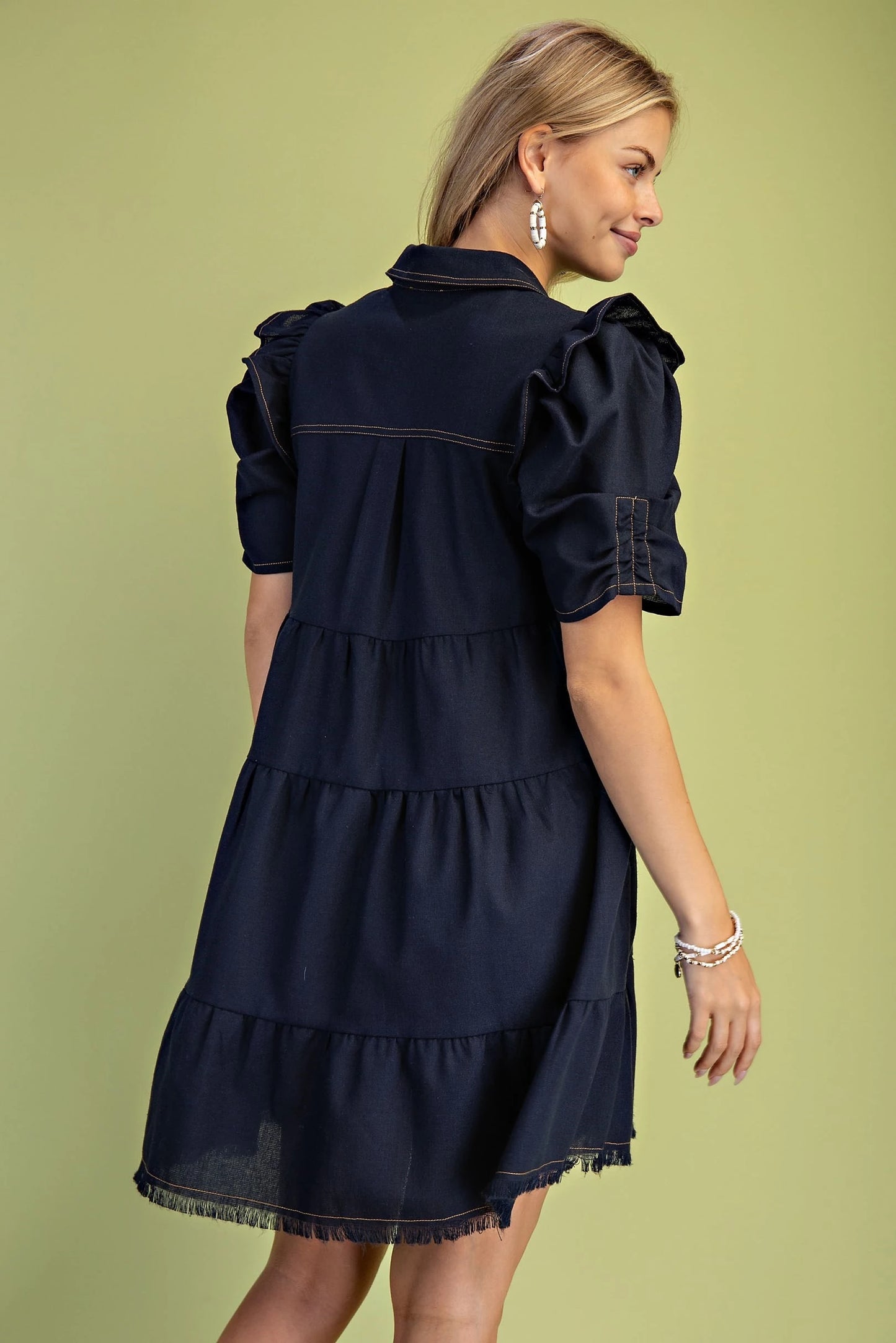 Howdy Linen Dress Dark Navy