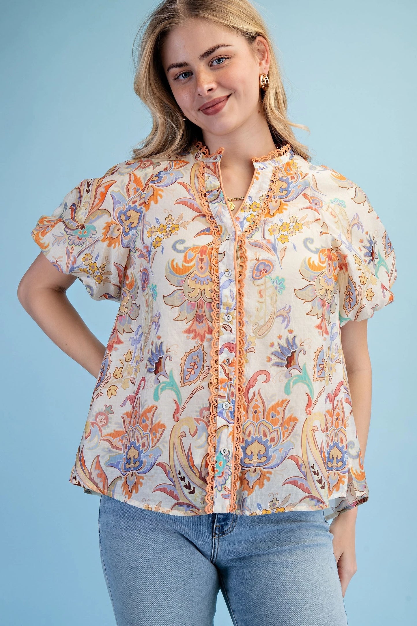 Lena Maria Floral Blouse Tangerine Mix