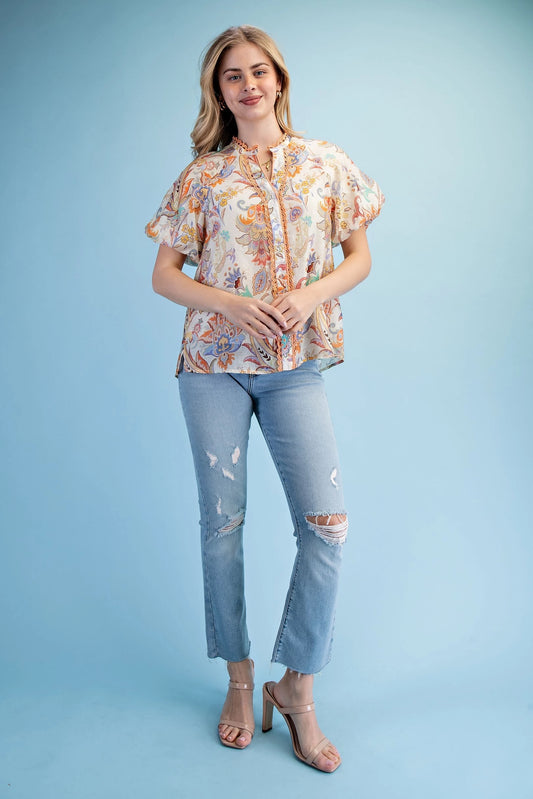 Lena Maria Floral Blouse Tangerine Mix