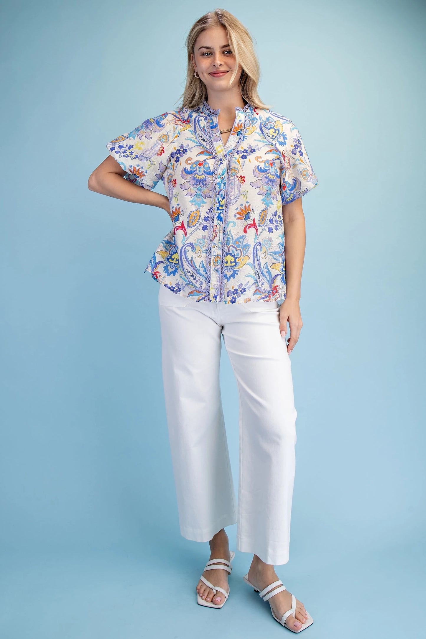 Lena Maria Floral Blouse PERIWINKLE