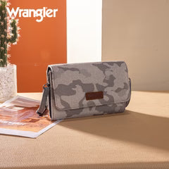 Wrangler Camo Print Canvas Clutch/Crossbody - Grey