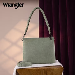 Wrangler Whipstitch Braided Strap Hobo/Crossbody Green