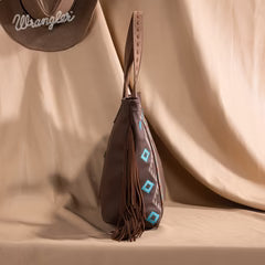 Wrangler Aztec Embroidered Large Tote Bag- Brown