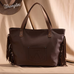 Wrangler Aztec Embroidered Large Tote Bag- Brown