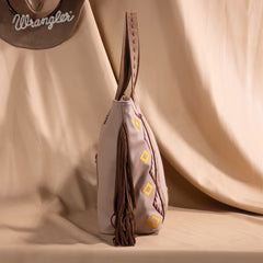 Wrangler Aztec Embroidered Large Tote Bag- Tan