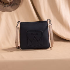 Wrangler Aztec Embroidered Fringe Crossbody - Black