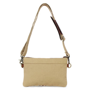 Women's Crossbody Bag in Up-cycled Canvas, Rug & Leather