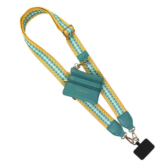 Clip & Go Strap w/Zippered Pouch Fun Dots: Mustard/Aqua