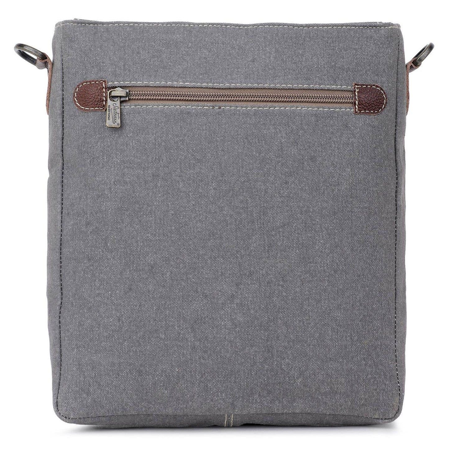 Canvas & Leather Women's Crossbody Bag - Flax/Dim Gray