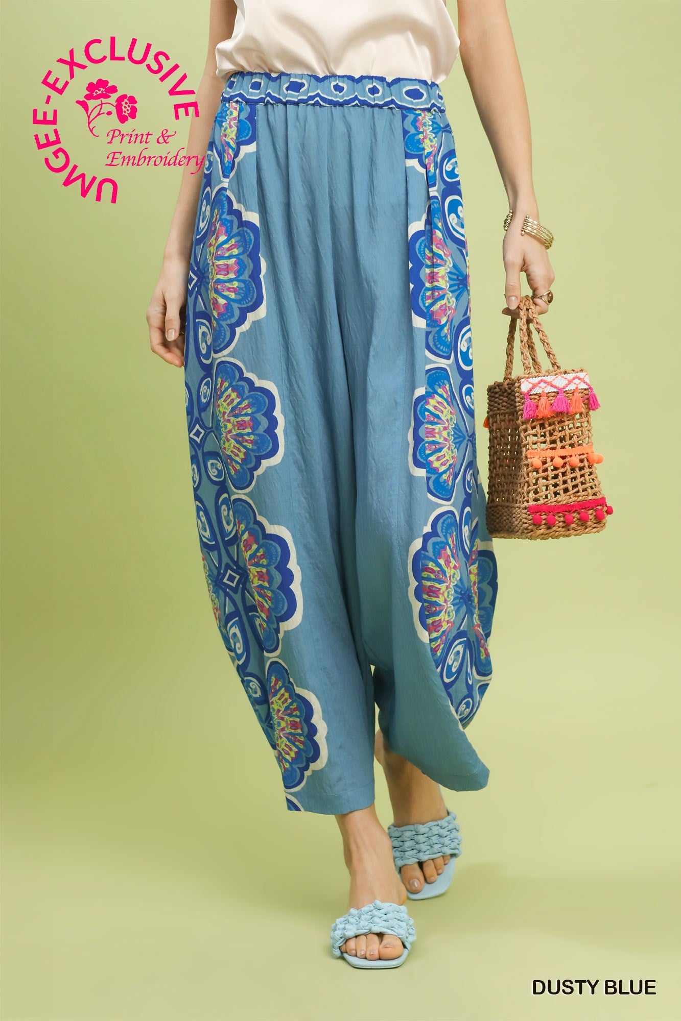 Jeanie Palazzo Pants-Dusty Blue