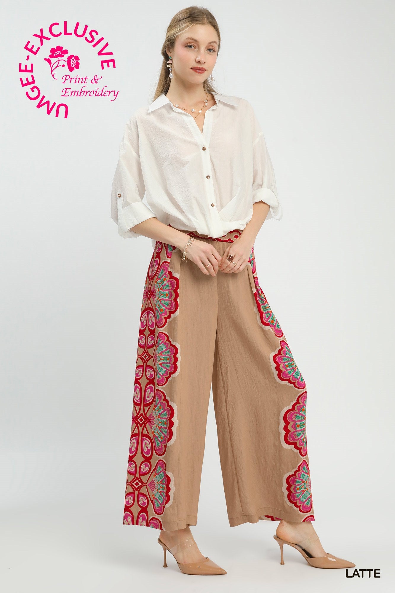 Jeanie Palazzo Pants-Latte