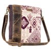 Amethyst-Upcycled Canvas Leather Cowhide Purse Bag