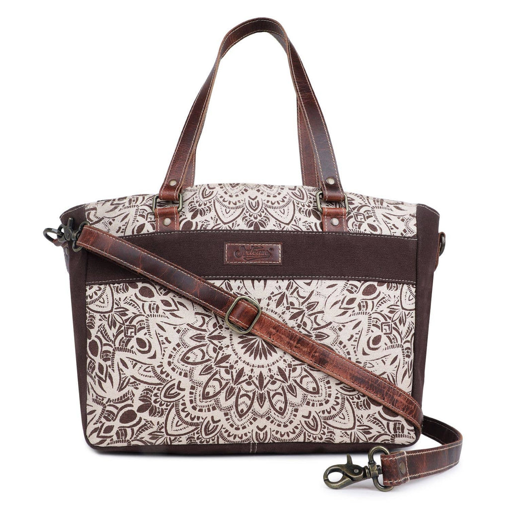 Canvas & Leather Women's Tote Bag - Timberwolf/Van Dyke