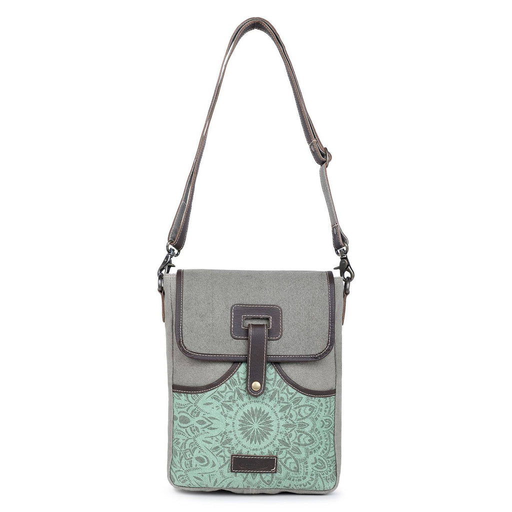 Canvas  Leather Women's Crossbody - Ash Gray/Battleship Gray