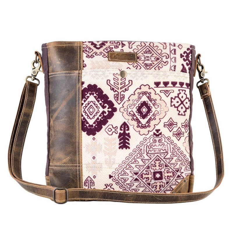 Amethyst-Upcycled Canvas Leather Cowhide Purse Bag