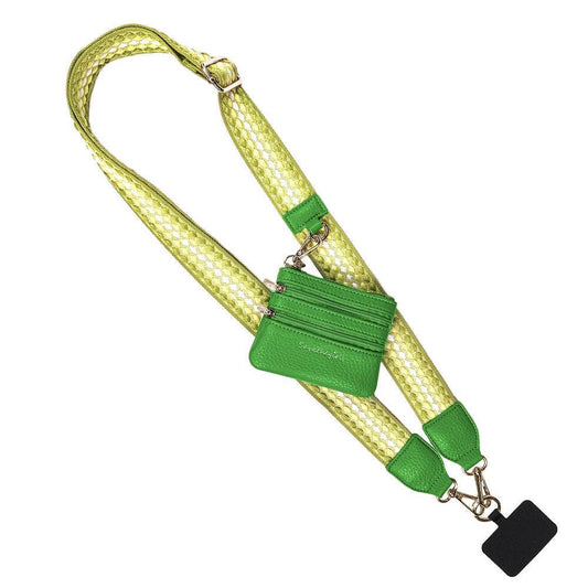 Clip & Go Strap w/Zippered Pouch Fun Dots: Dk Green/Lt Green