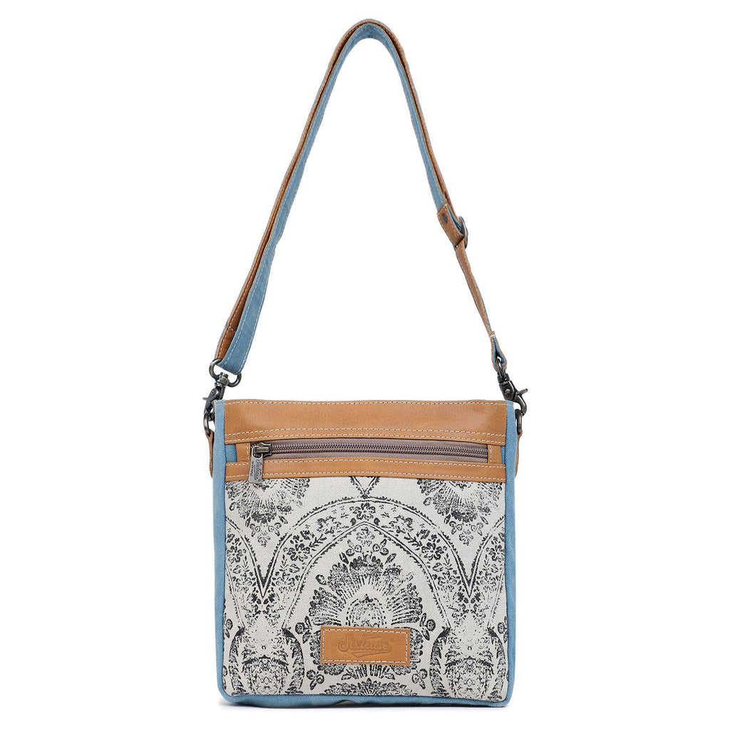 Canvas & Leather Women's Crossbody Bag - Platinum/Cadet Gray