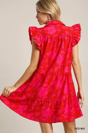 Blossom Flutter Dress - Red Mix