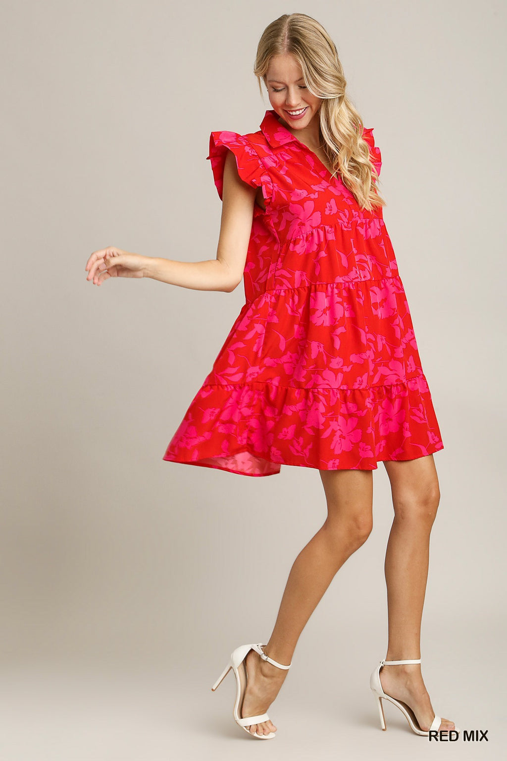 Blossom Flutter Dress - Red Mix