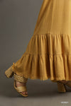 Linen Frayed Ruffle Pants - Honey