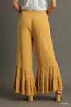 Linen Frayed Ruffle Pants - Honey