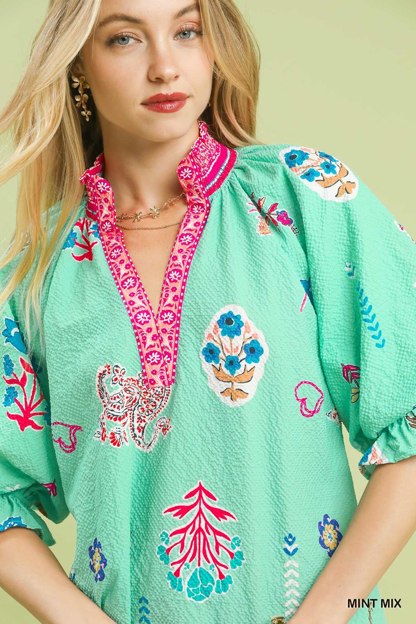 Mint Seersucker Jubilee Blouse