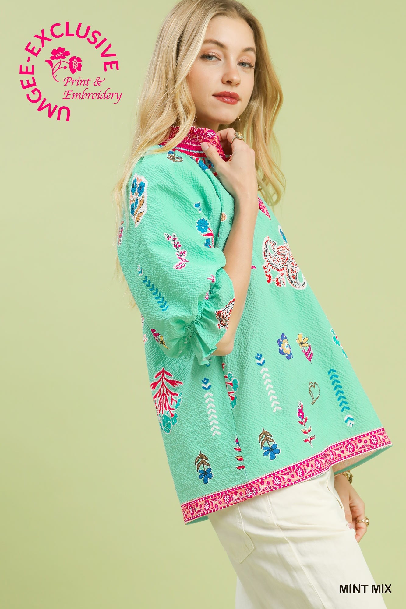 Mint Seersucker Jubilee Blouse