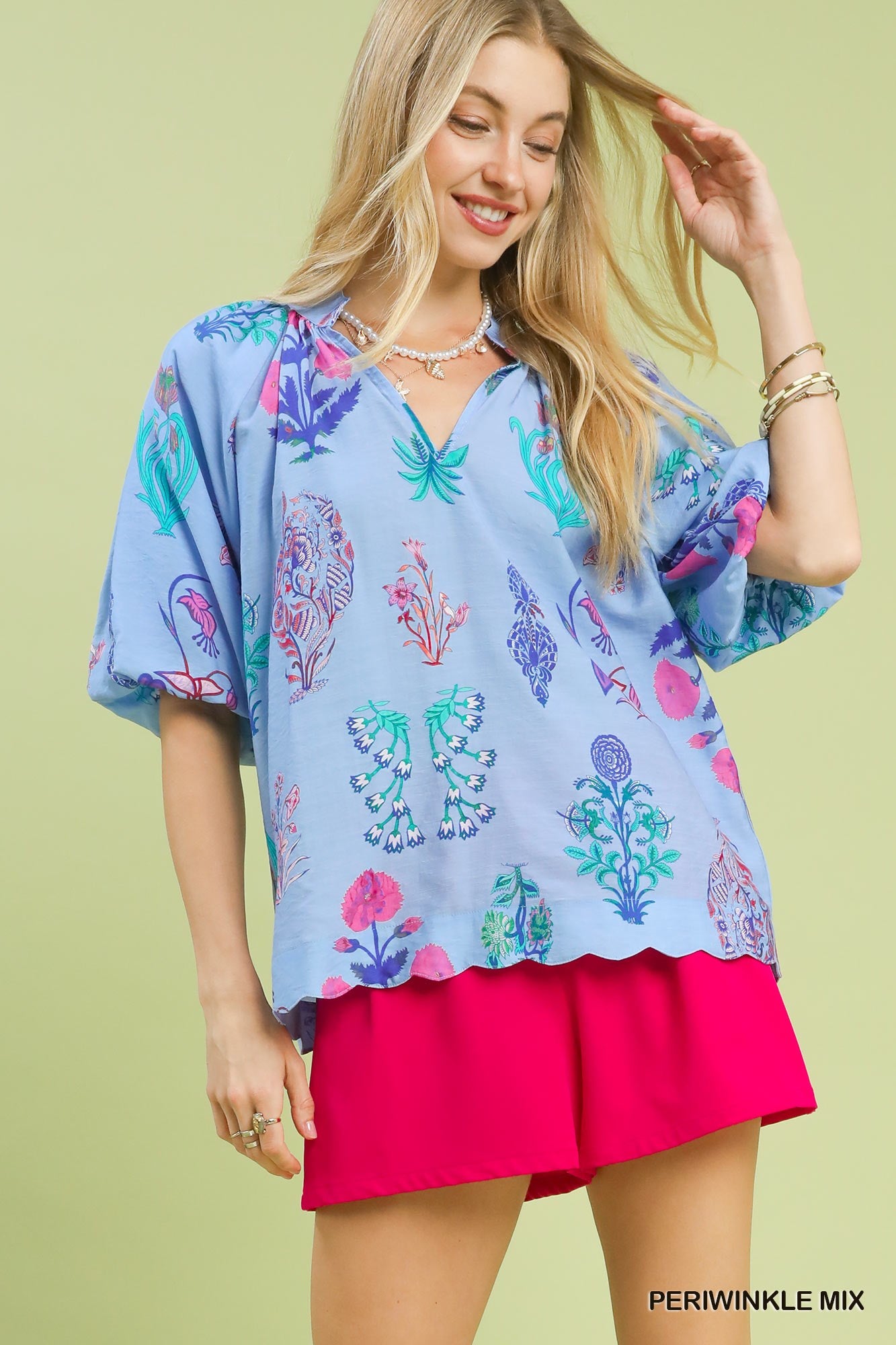 FLORAL PERIWINKLE BLOUSE