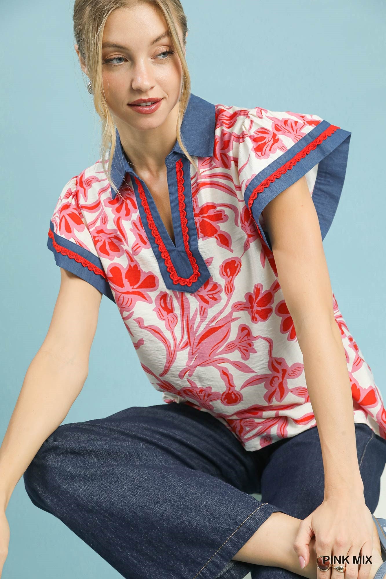 GIDGET PINK FLORAL BLOUSE