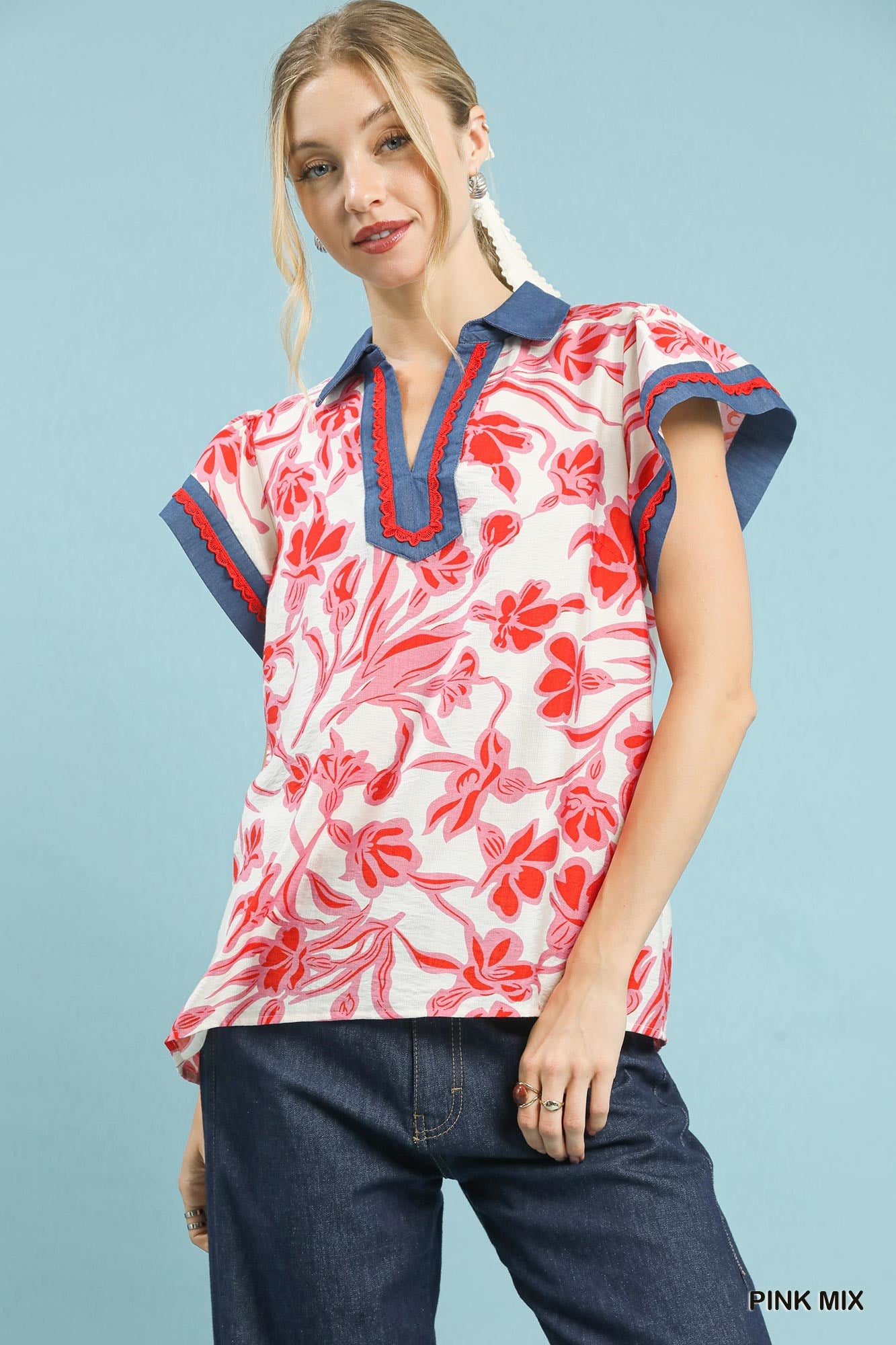 GIDGET PINK FLORAL BLOUSE