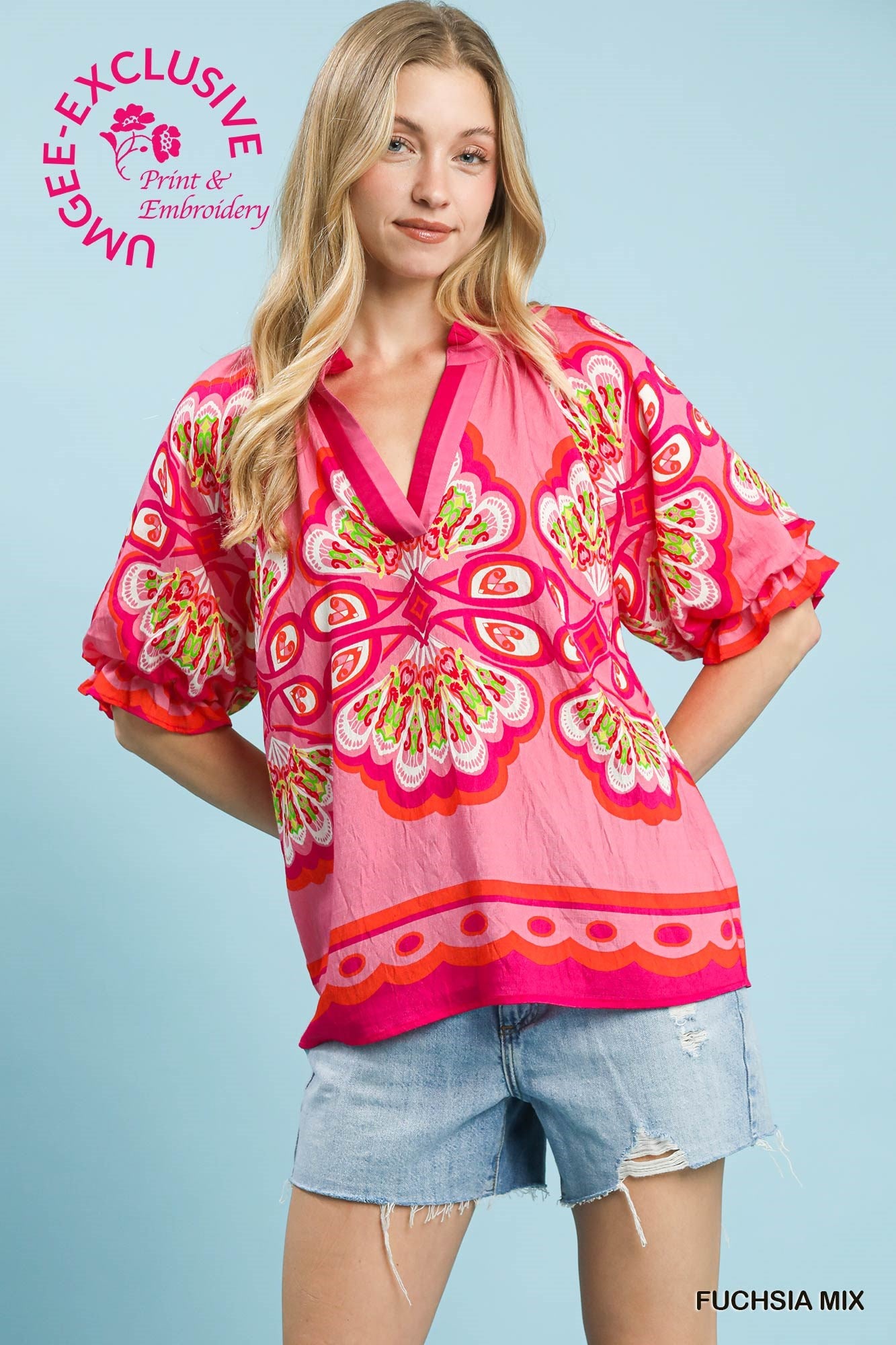Fuchsia Mix Boho Top