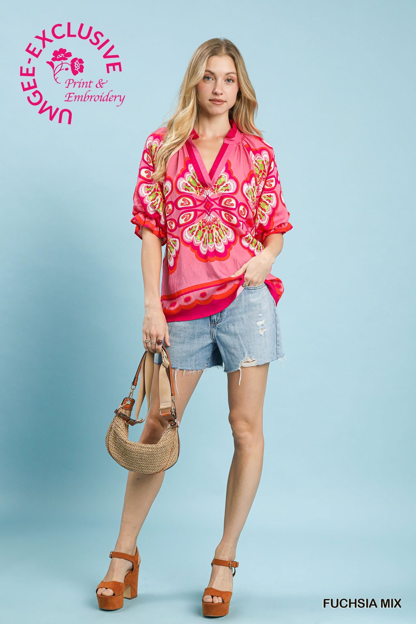 Fuchsia Mix Boho Top