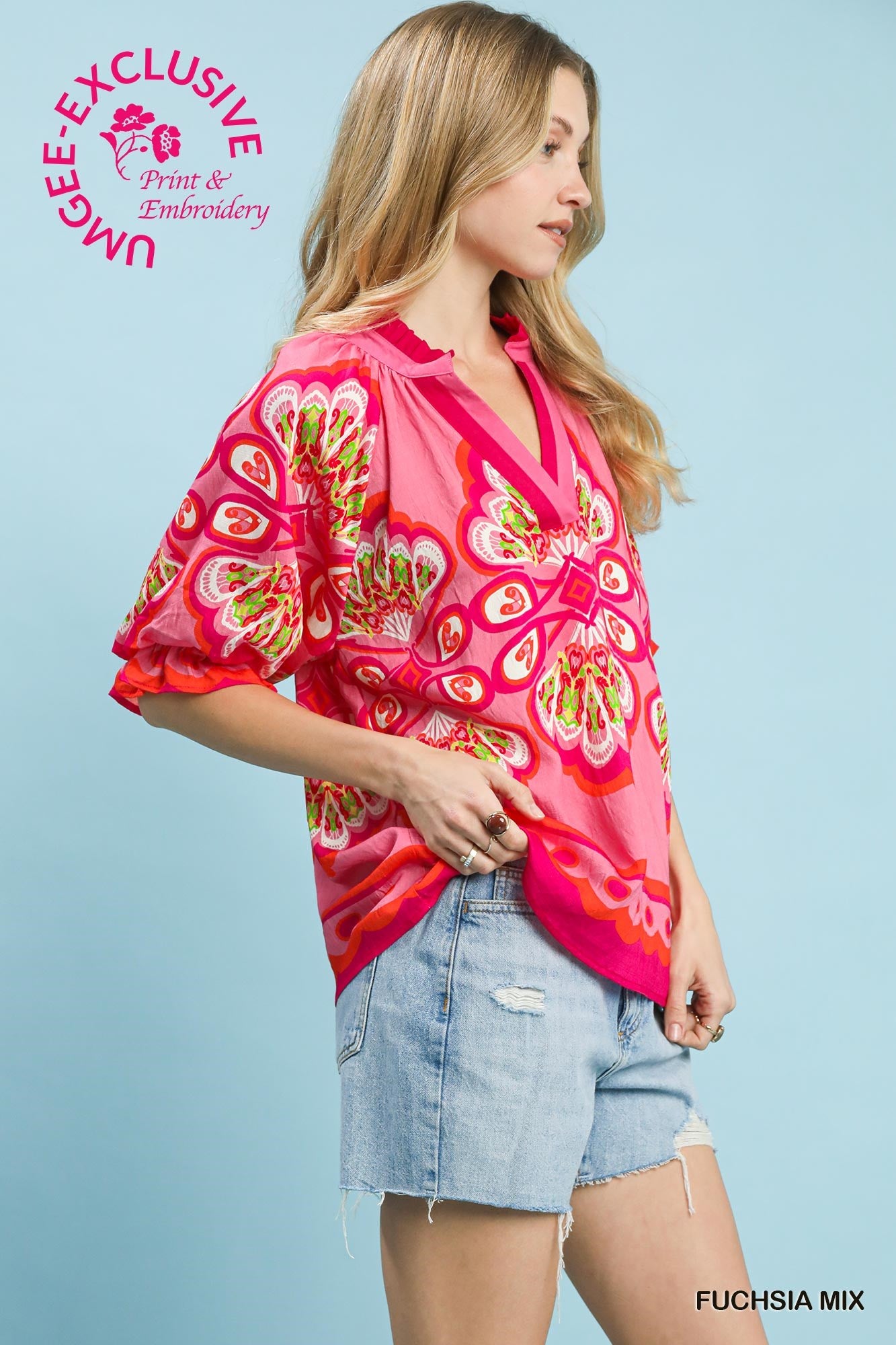Fuchsia Mix Boho Top