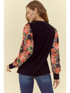 Black Ribbed Floral Top