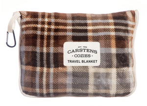 Grey & Chestnut Plaid Travel Blanket